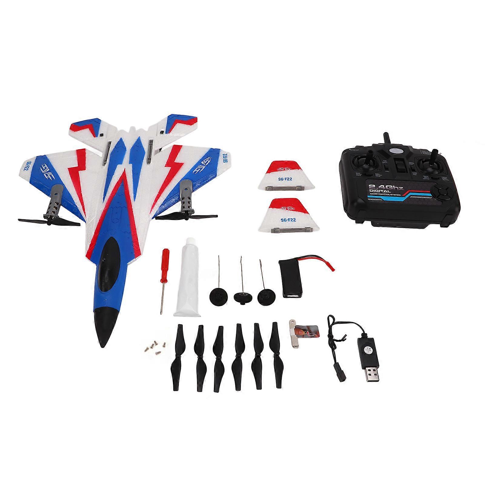 2.4GHz RC Airplane Remote Control Plane Blue and White Fighter Glider Kids Gift Single Battery Toy