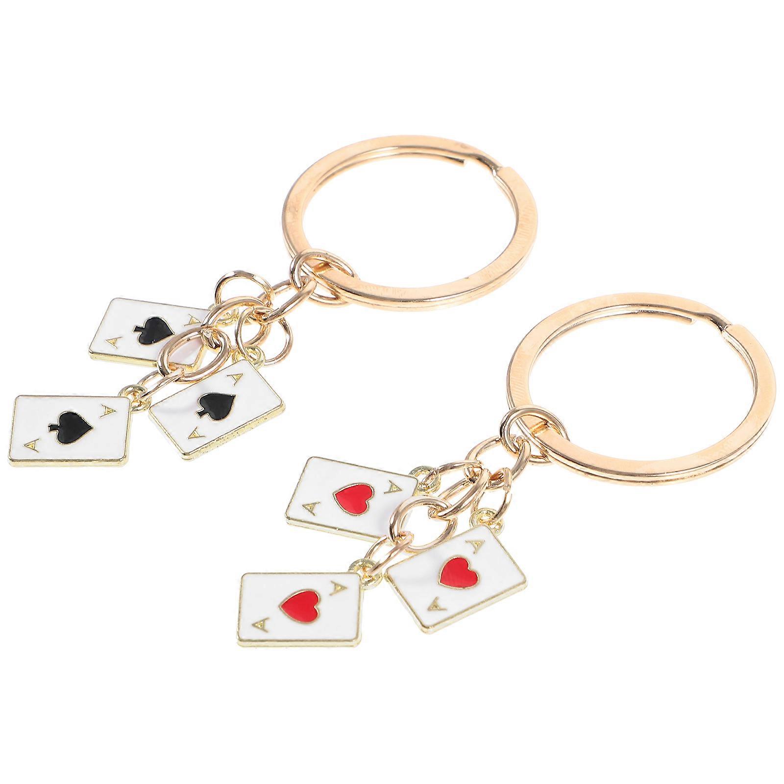Playing Card Keychains Set of 2 Stylish Key Rings for Bags, Purses & Car Keys Unique Poker