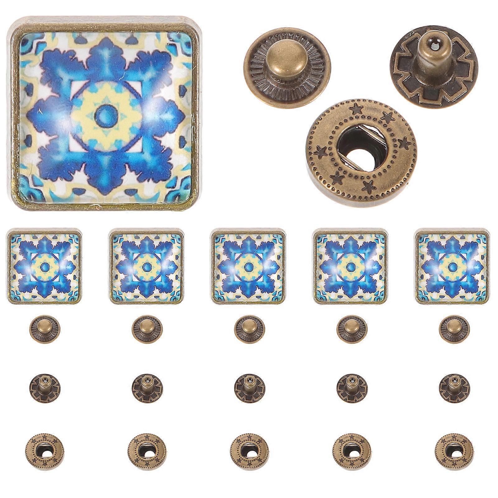 Snap Button Kit Multi-Function Alloy and Glass Snaps Household Snap Buttons Diy Crafts 6Set