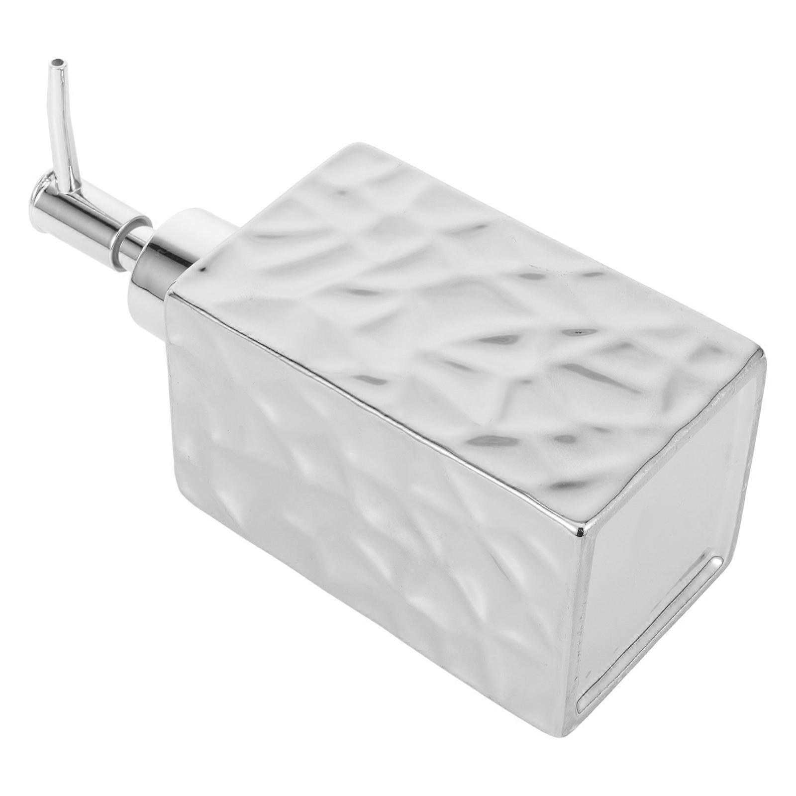 Luxury Ceramic Refillable Pump Bottle with Press Dispenser for Shampoo, Lotion, and Hand Soap – High Hardness Square Texture Container for Hotels,