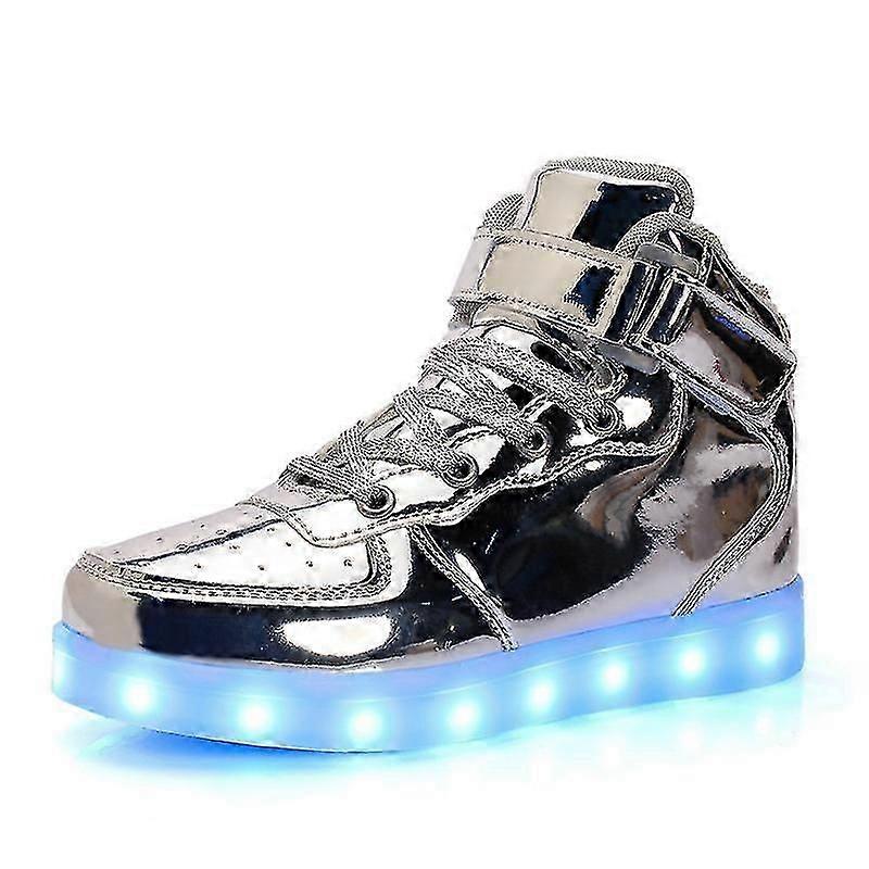 Women's Men's Led Lights Up Trainers High Top Flashing Trainers Usb Charging Lace Up Couples Shoes Tw