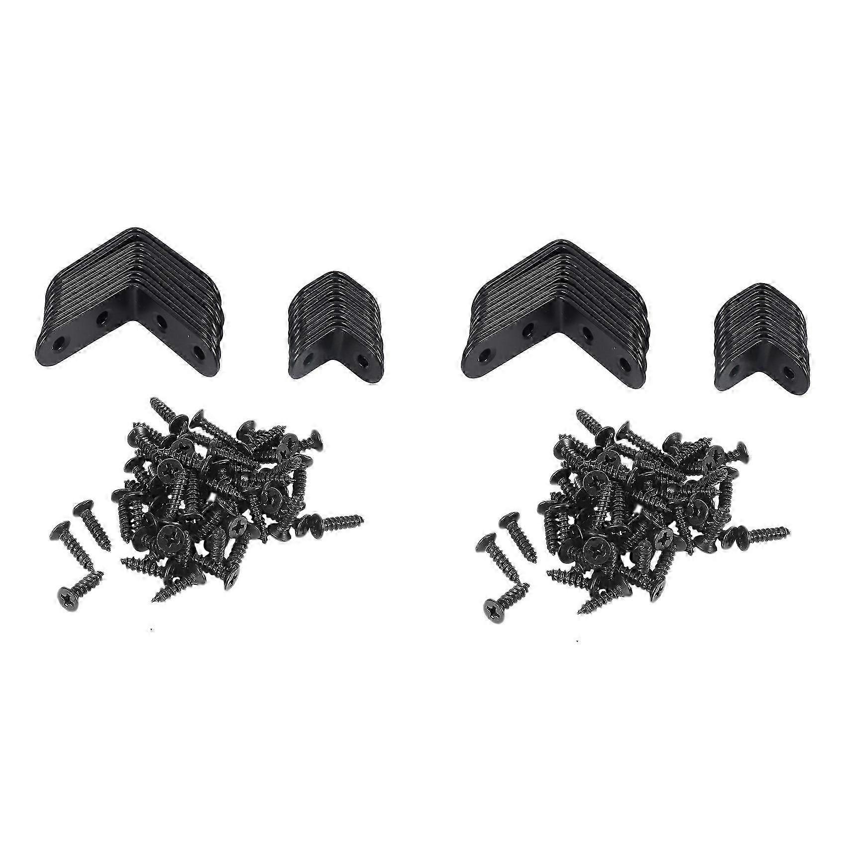 40 Pcs Black L Brackets 90 Degree Angle Joint Bracket Fastener for Wood Chair Bookshelf Board Windo