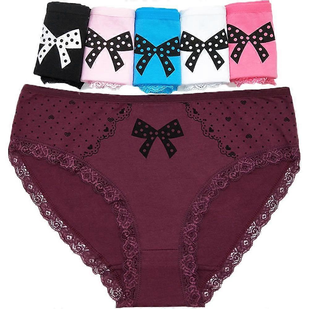 Plusz méretű fehérnemű Női Szexi Csipke alsónadrág Nyomtatott bugyi Pamut ágyék Közepes derekú fehérnemű 2XL-4XL 6 db / tétel