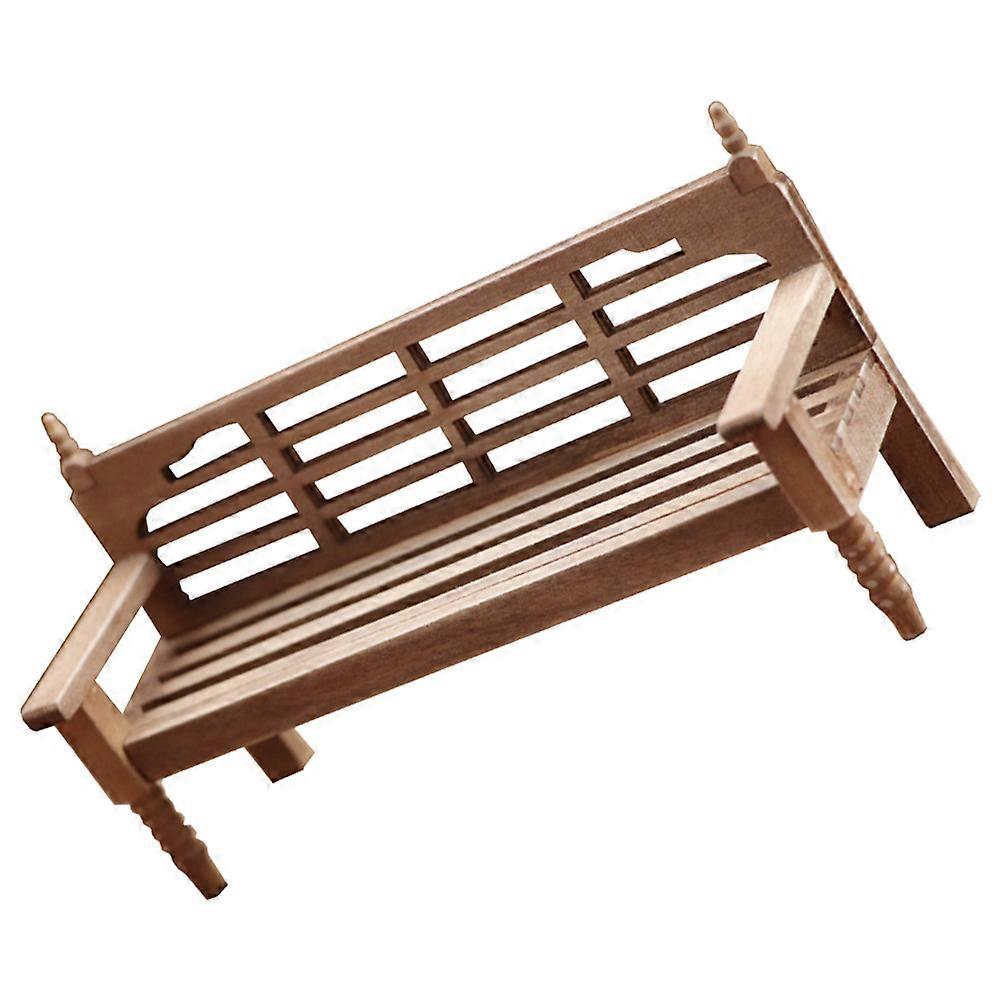 Tiny Park Bench Wooden Model Decoration Realistic Design Landscape Ornaments Dollhouse Accessories 1Pcs
