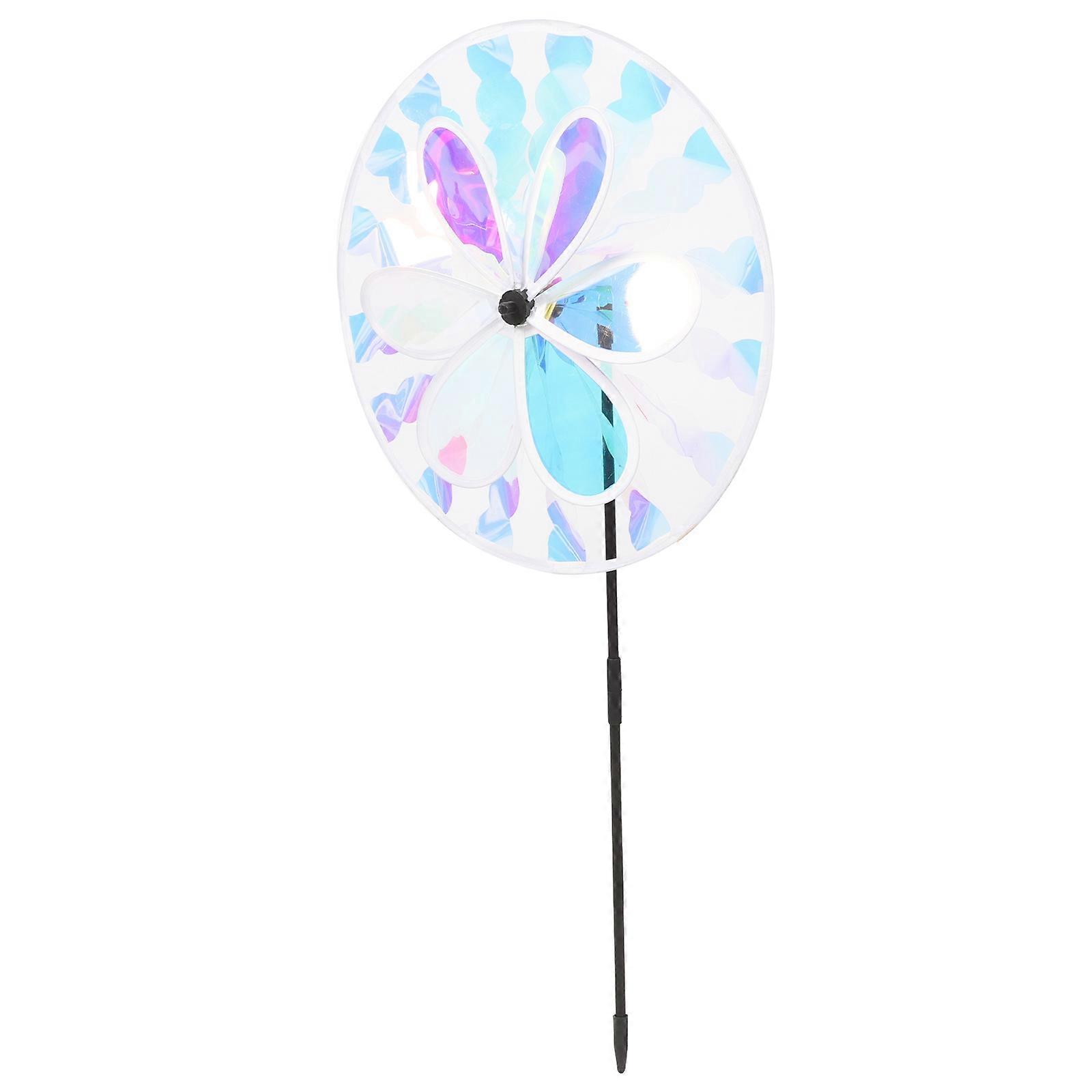 Colorful Rotatable Windmill Decor Double Transparent 8 Leaf Pinwheel for Outdoor Garden, Lawn & Patio Decoration