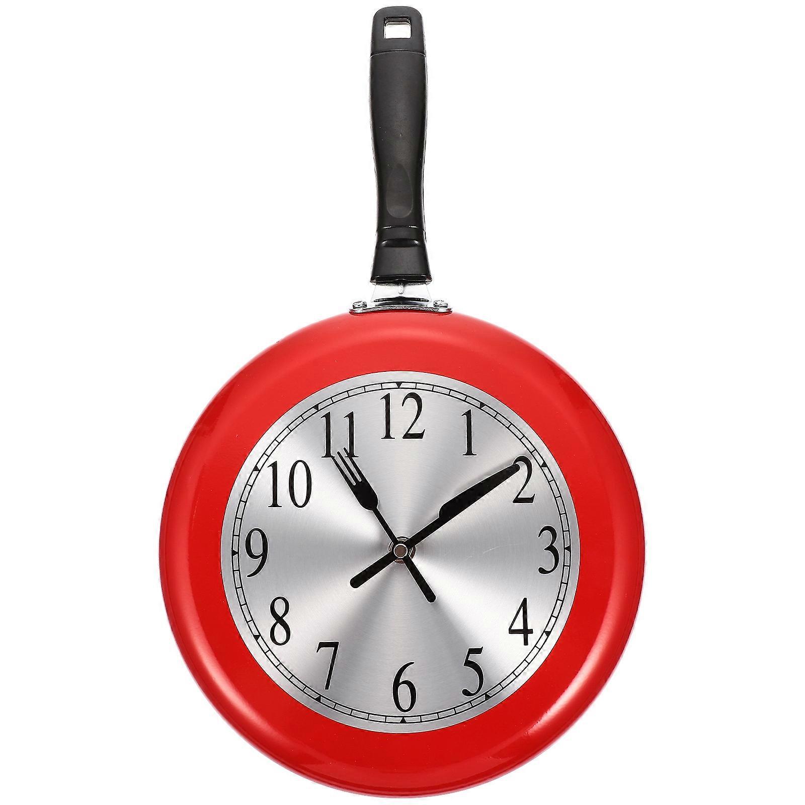 Silent Wall Clock Non Ticking Red Color 43x25.5cm Home Living Room 1 Set