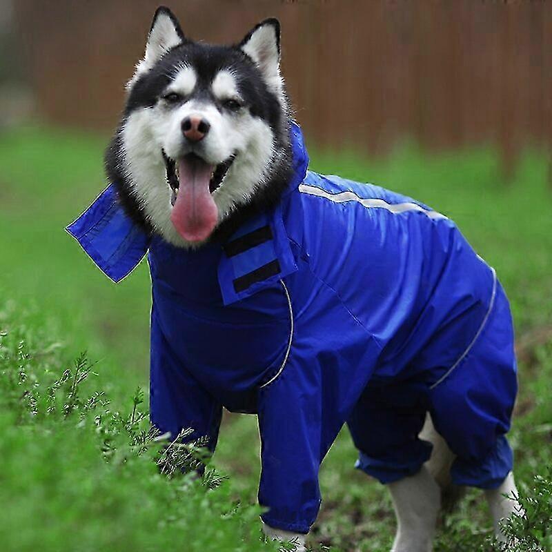 Reflective Waterproof Raincoat for Small and Large Dogs with High Collar and Hooded Design