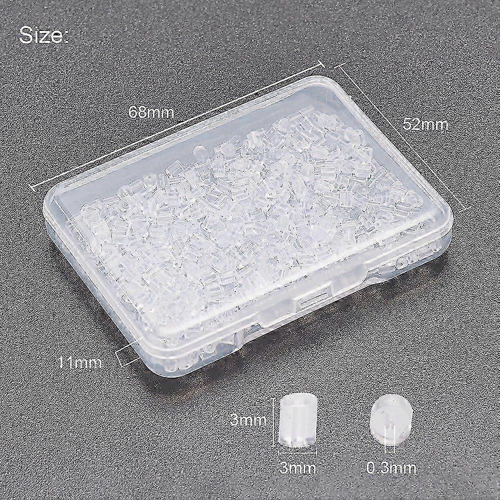 500Pcs Clear Silicone Earring Backs - 3mm Hypoallergenic Rubber Column Earring