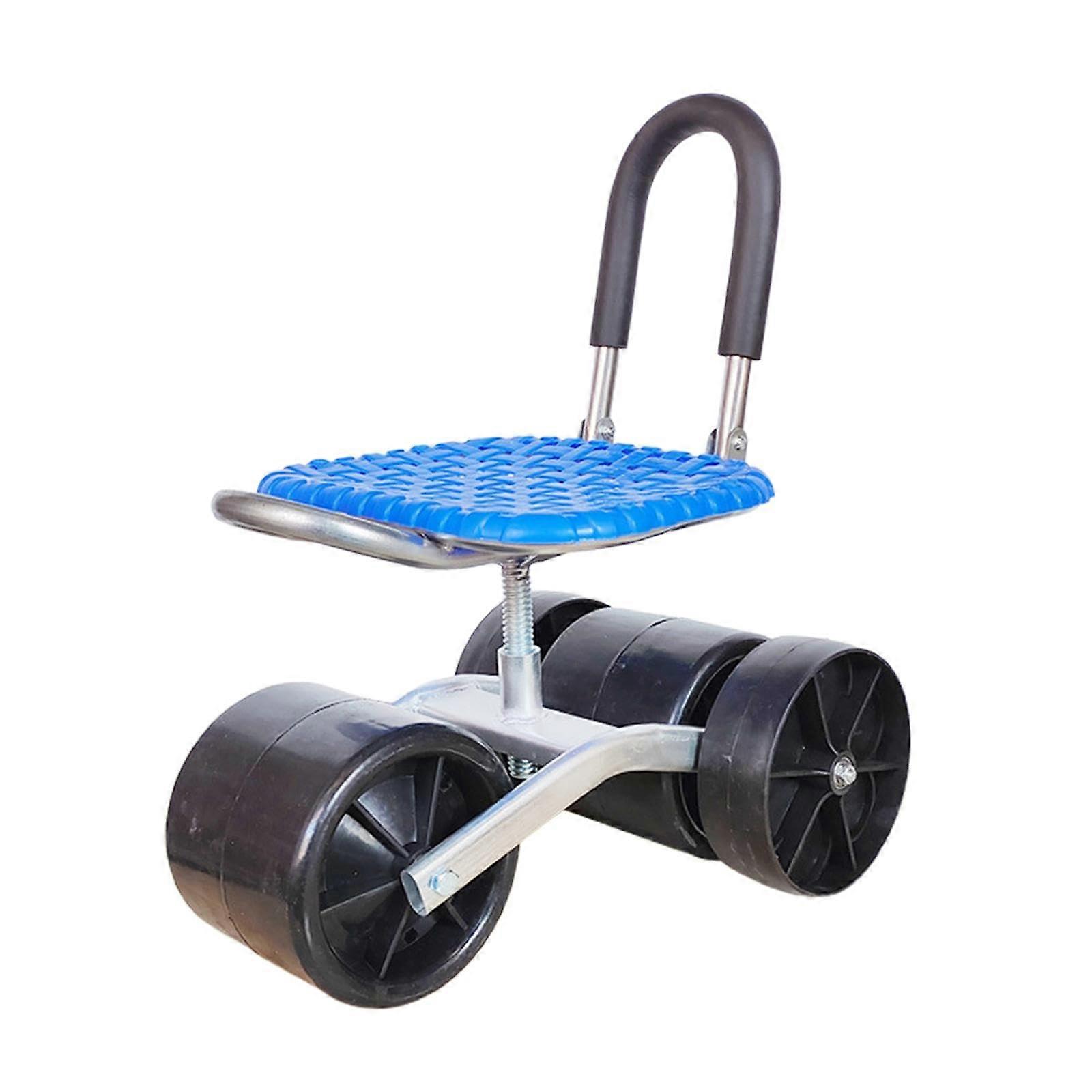 Rolling Stool with Backrest, Adjustable Height Rolling Work Seat for Gardening, Planting, Weeding and Car Repair