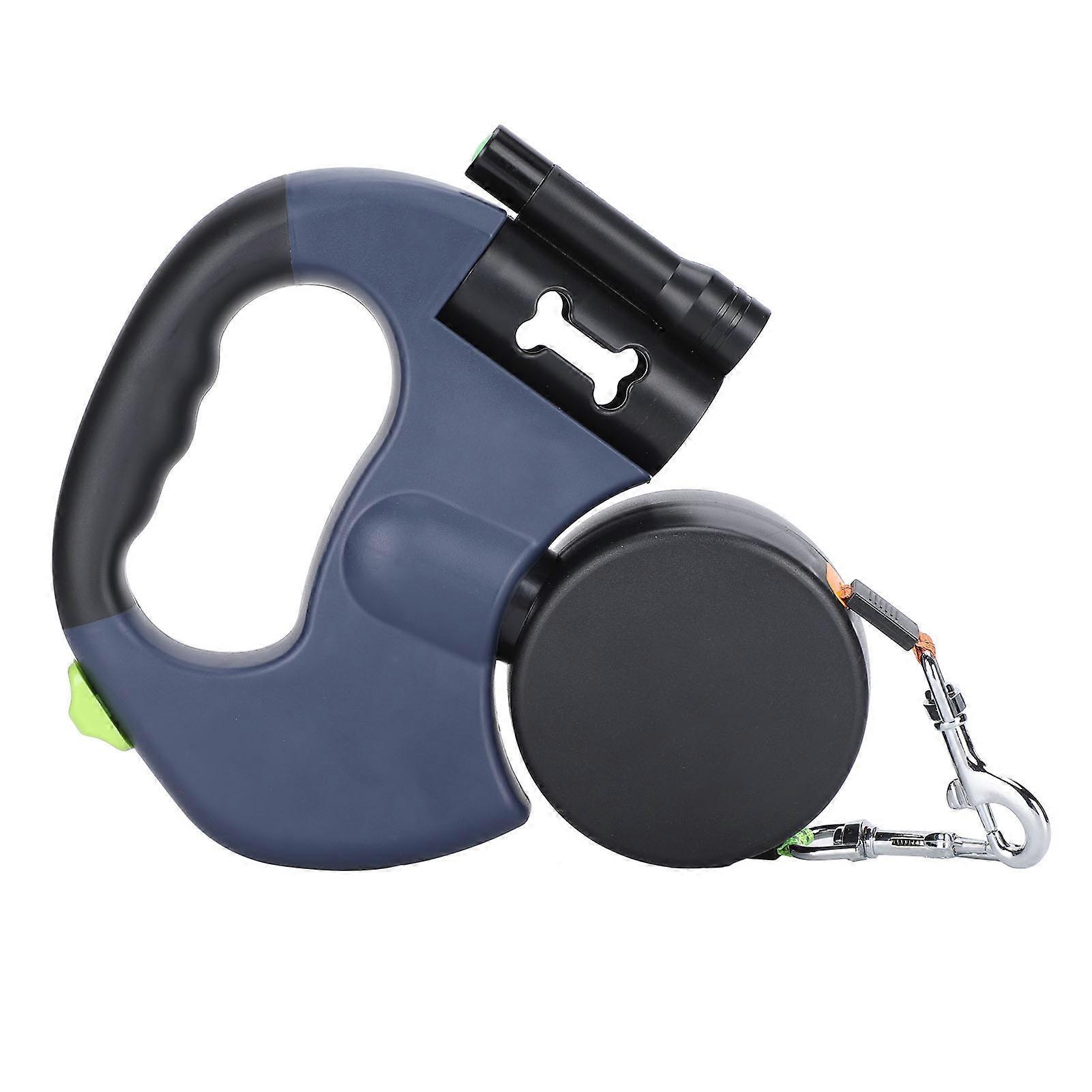 Dual Pet Walking Leash Retractable Dog Reflective Leash 360° Rotate with LED Flashlight