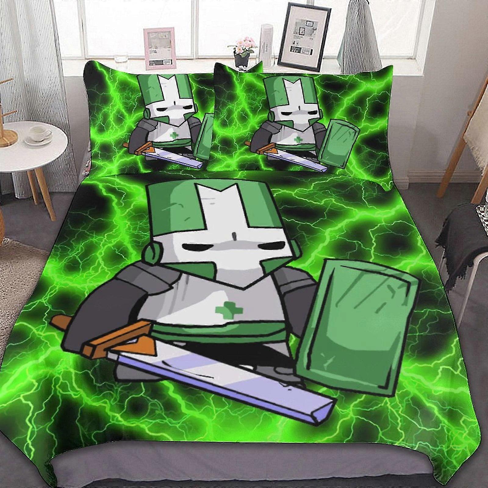 Castle Crashers 3 st lakan set Andningsbart påslakan med 2 kuddar Sham Soft All Seasons Sängkläder Set