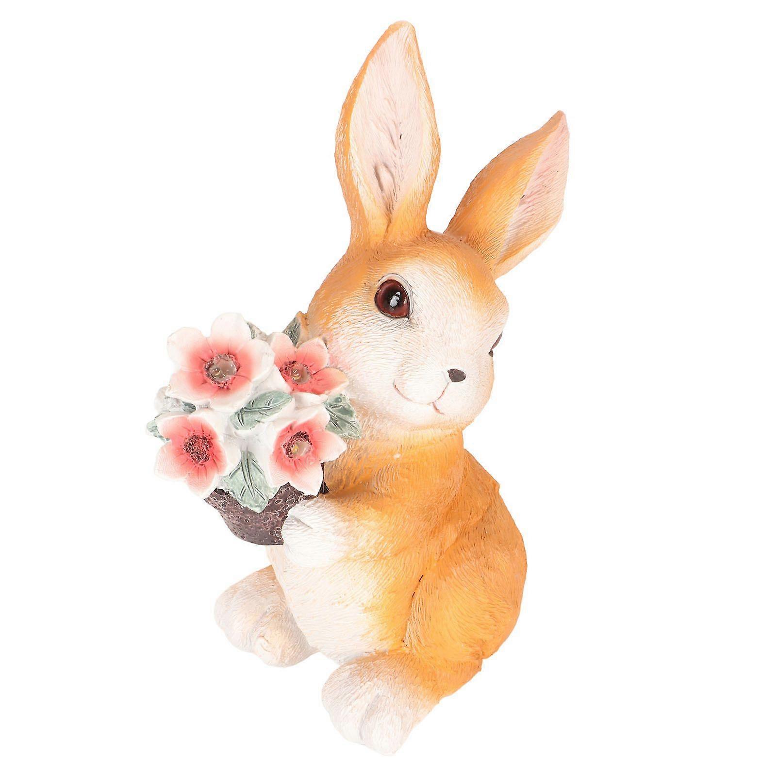 2025 Neuestes Modell Solar Rabbit Statue Niedliche handbemalte Harz Bunny Statue