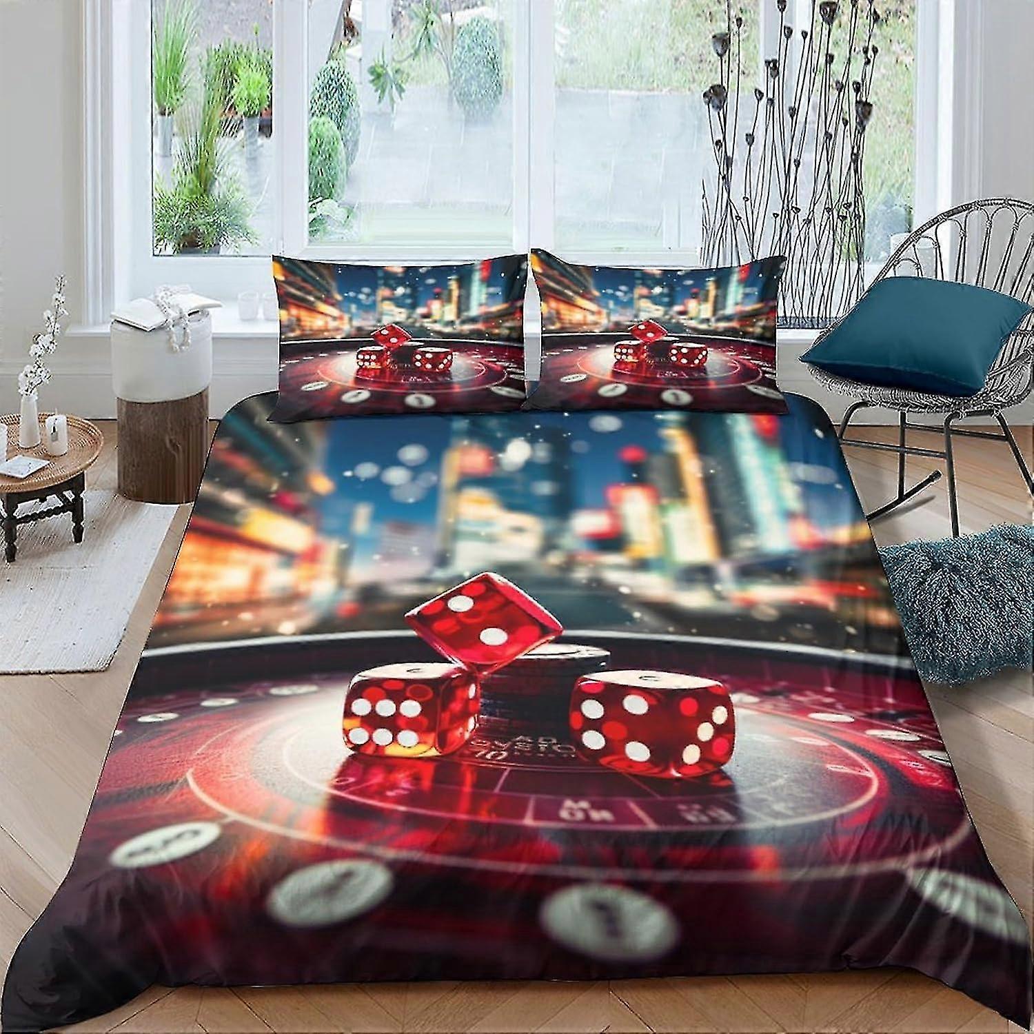 3D Printed Bedding Set for Children Teens with Pillowcase Microfiber Card Chips Quilt Cover with Zipper Closure