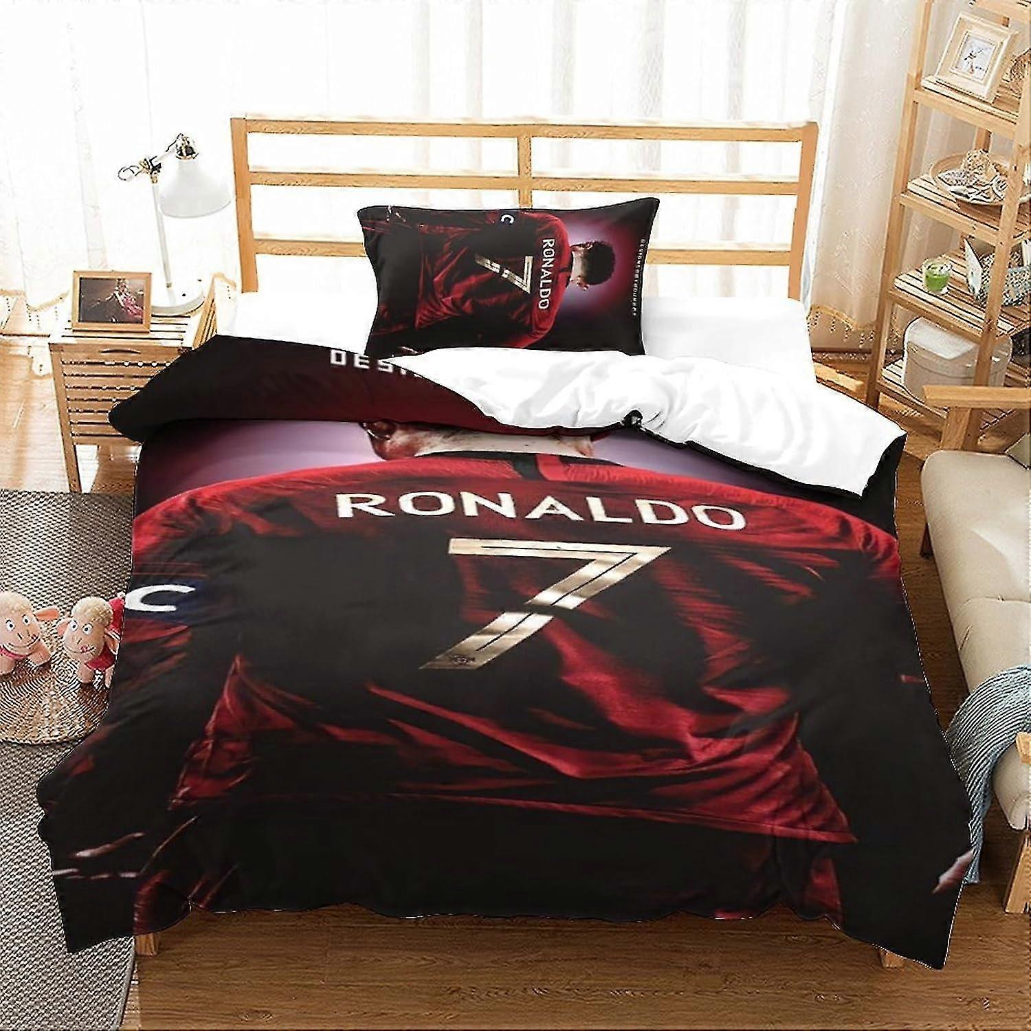2 Pieces Bedding Set with Pillowcases for Football Fan Duvet Cover with Zipper Closure Soft Microfiber Quilt Cover Double Size Single