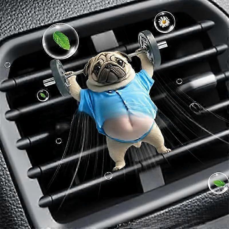 Adorable Pug Acrylic Car Air Vent Fragrance Diffuser, 2D Cute Dog Design Solid Scented, Fun & Stylish Interior Accessory, Pug Air Freshener Decorative