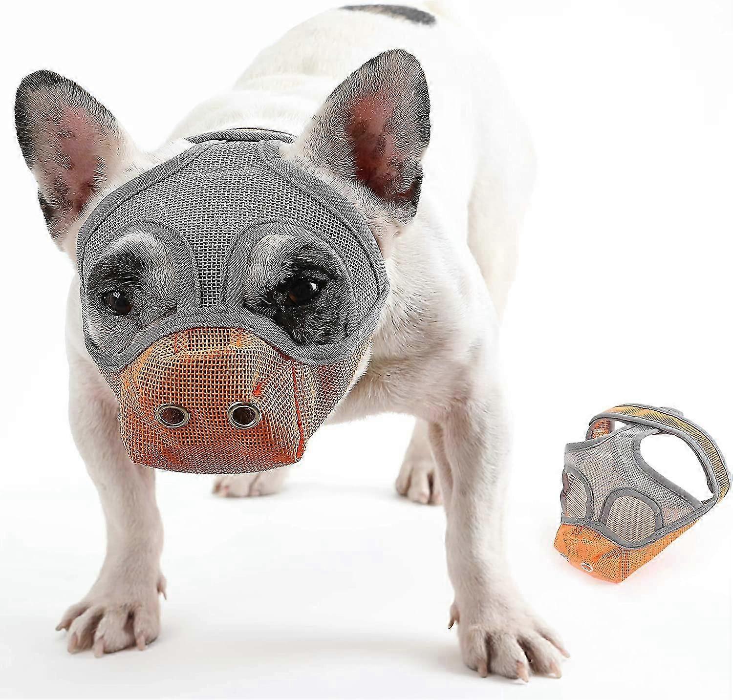 短い鼻の犬用口輪 ブルドッグ用口輪 噛みつき、吠え、噛みつきを防ぐ 調節可能な短い口の犬用口輪 噛みつき防止 食べないマスク ペット用品