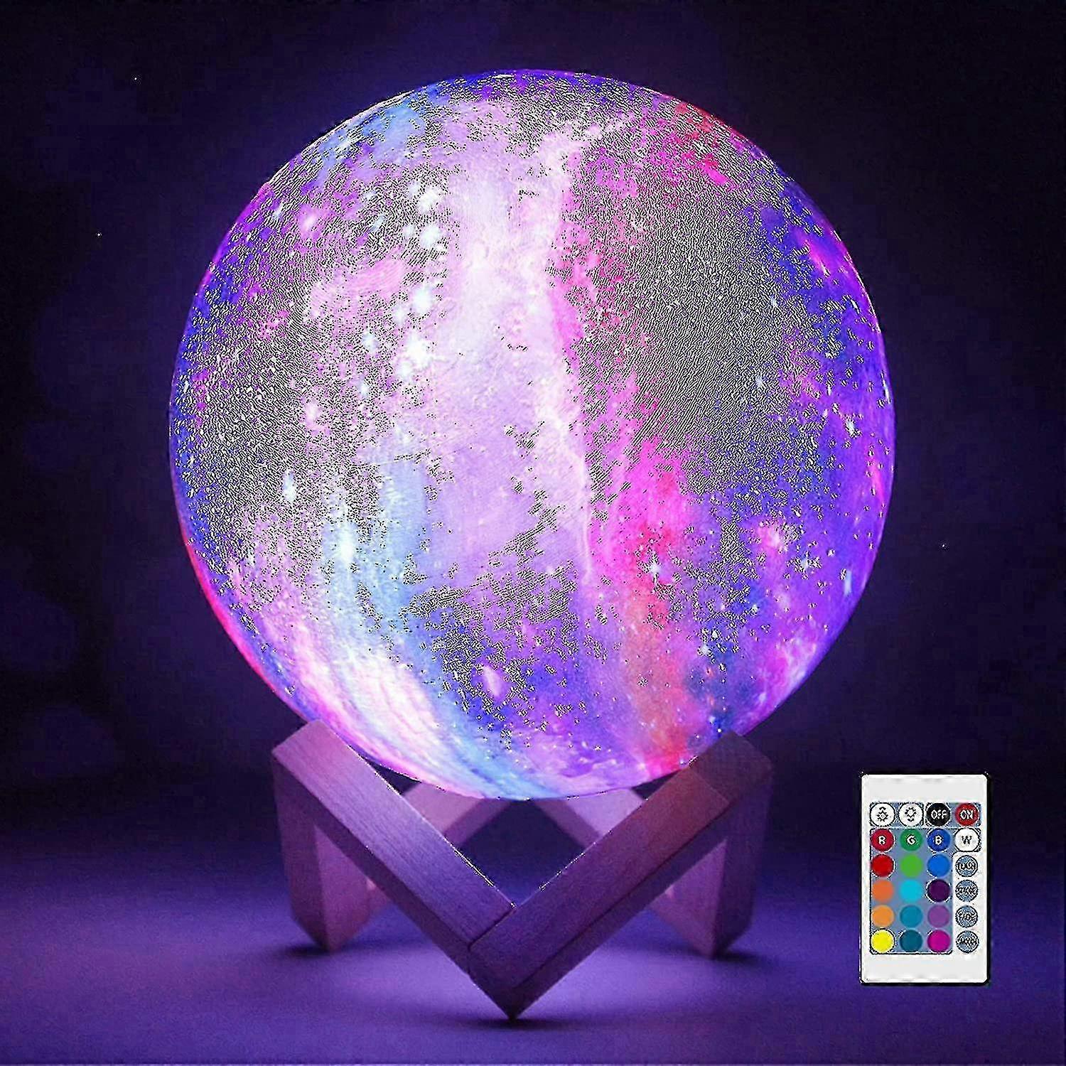 4.8インチ3Dギャラクシームーンランプ-クールキッズギャラクシームーンナイトライト、16色のLEDカラー、タッチSZRH AF