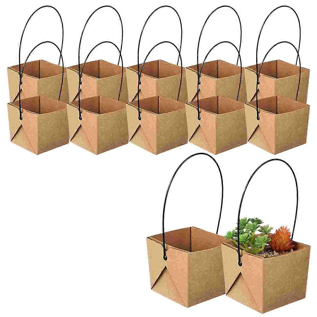 12 Pcs Mini Waterproof Kraft Paper Flower Pots