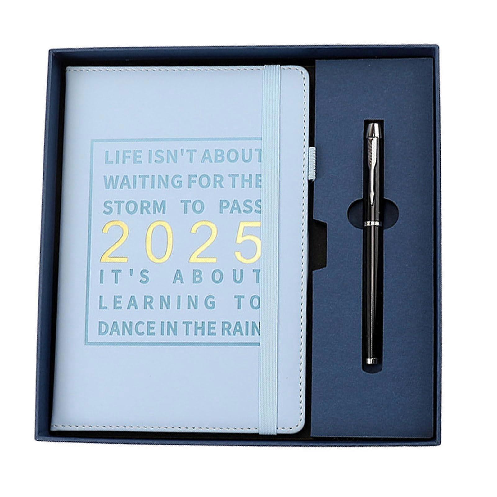 2025 Monthly Planner Notebook A5 with Gel Pen, Hardcover Water-Resistant Cover, Elastic Closure, Diary Extras, Labels