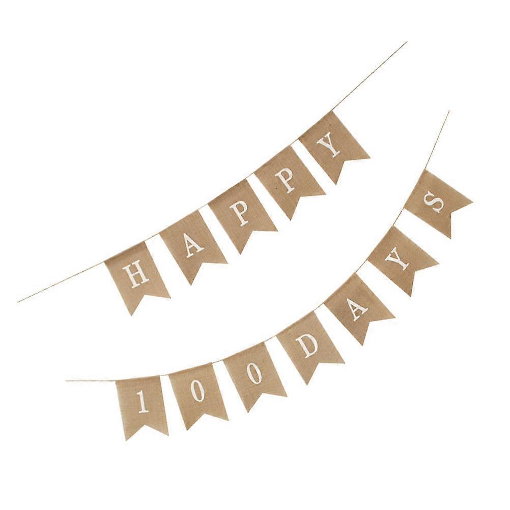 Nursery Bunting Banner Happy 100 Days Banner Khaki Color 18x13cm Size Photo Backdrop 1 Set