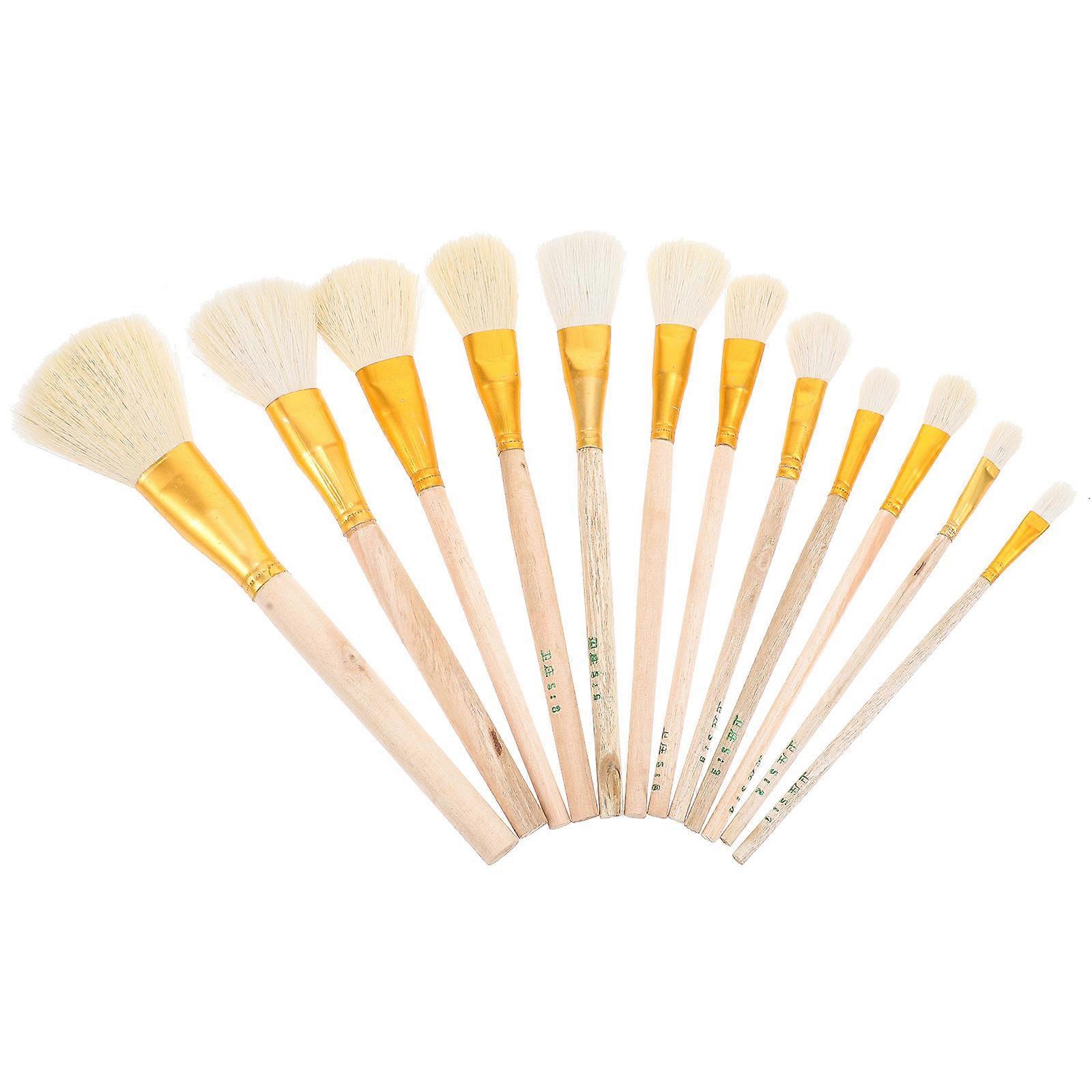 Wooden Handle Paintbrushes with Synthetic Bristles for All Painting Projects Light Brown Various Sizes