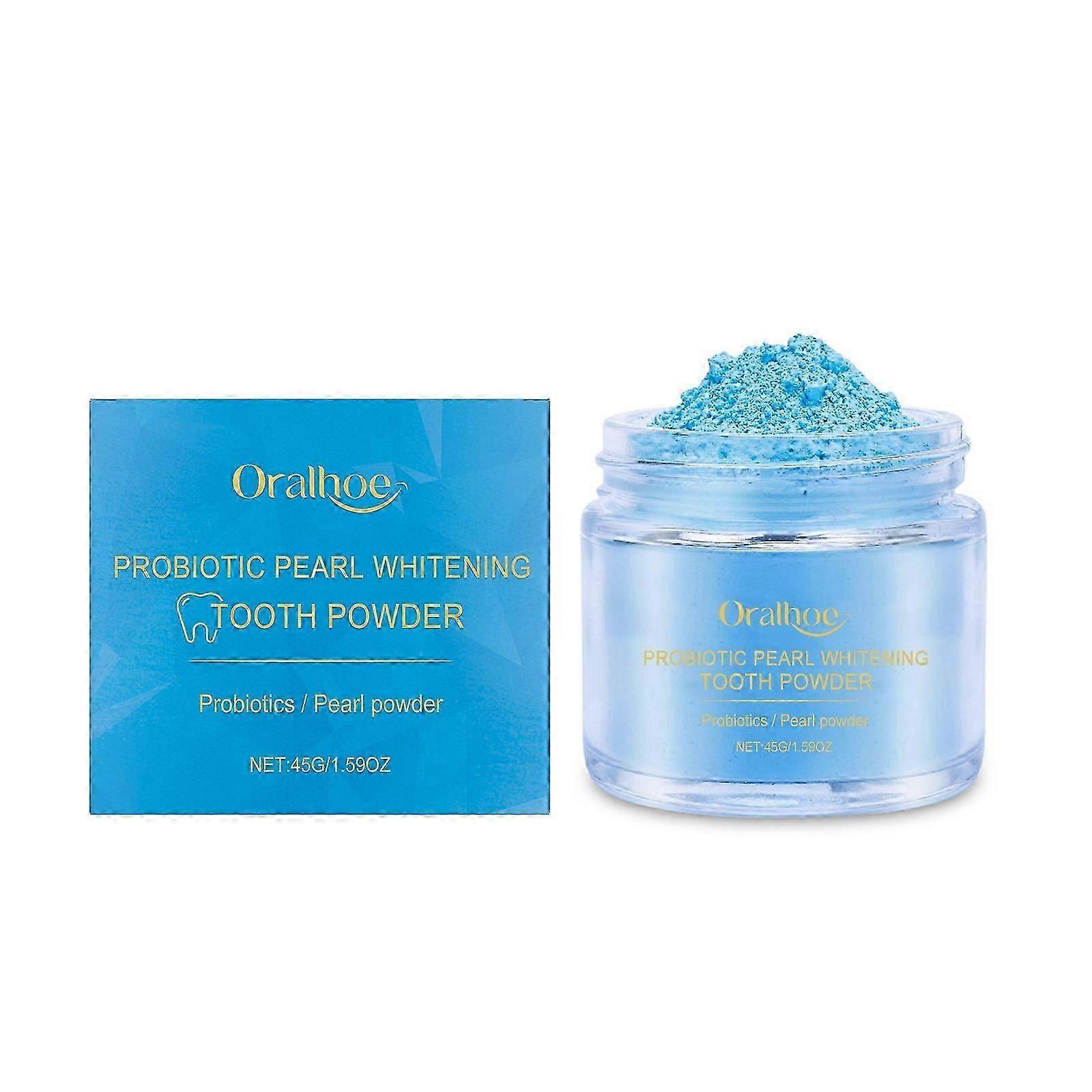 Teeth Whitening Powder, Probiotic Pearl Whitening Tooth Powder for Tea Coffee Stain Remover Fresh Breath, 360 Clean Teeth