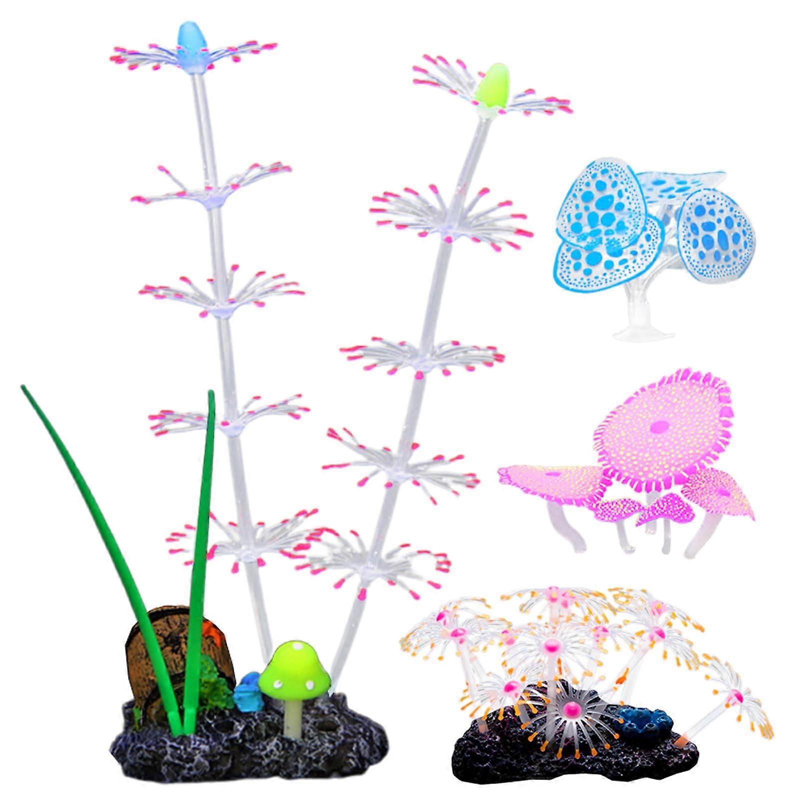 Artificial Coral in Fluorescent Colors for Aquariums, Detailed and Light-Resistant, Set of 4, Home Decor акцент