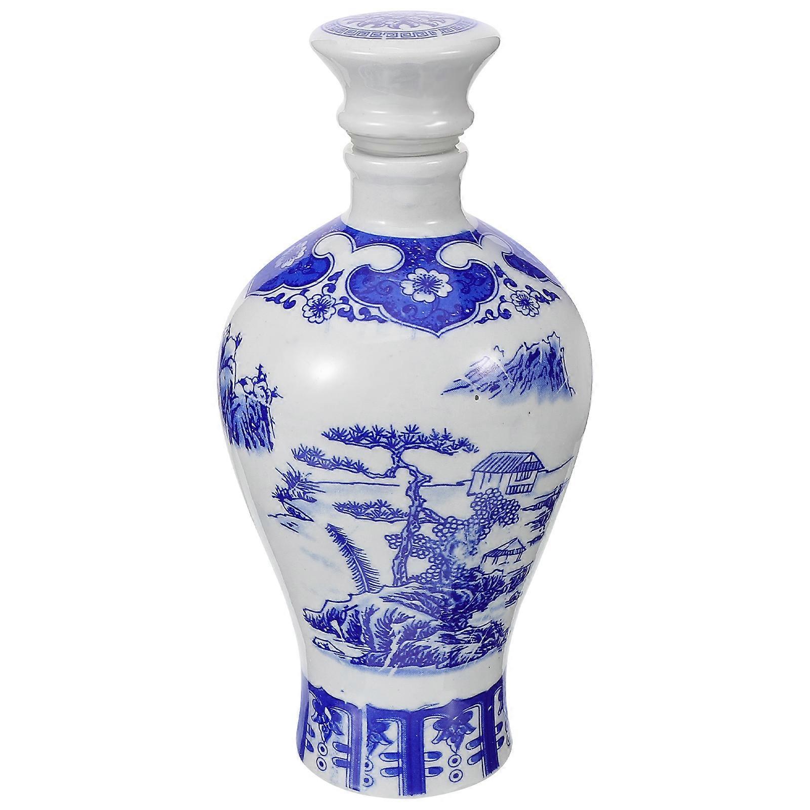Decorative Ceramic Jars Round Shape Ceramic Wine Container Multi Decoration present 1Set