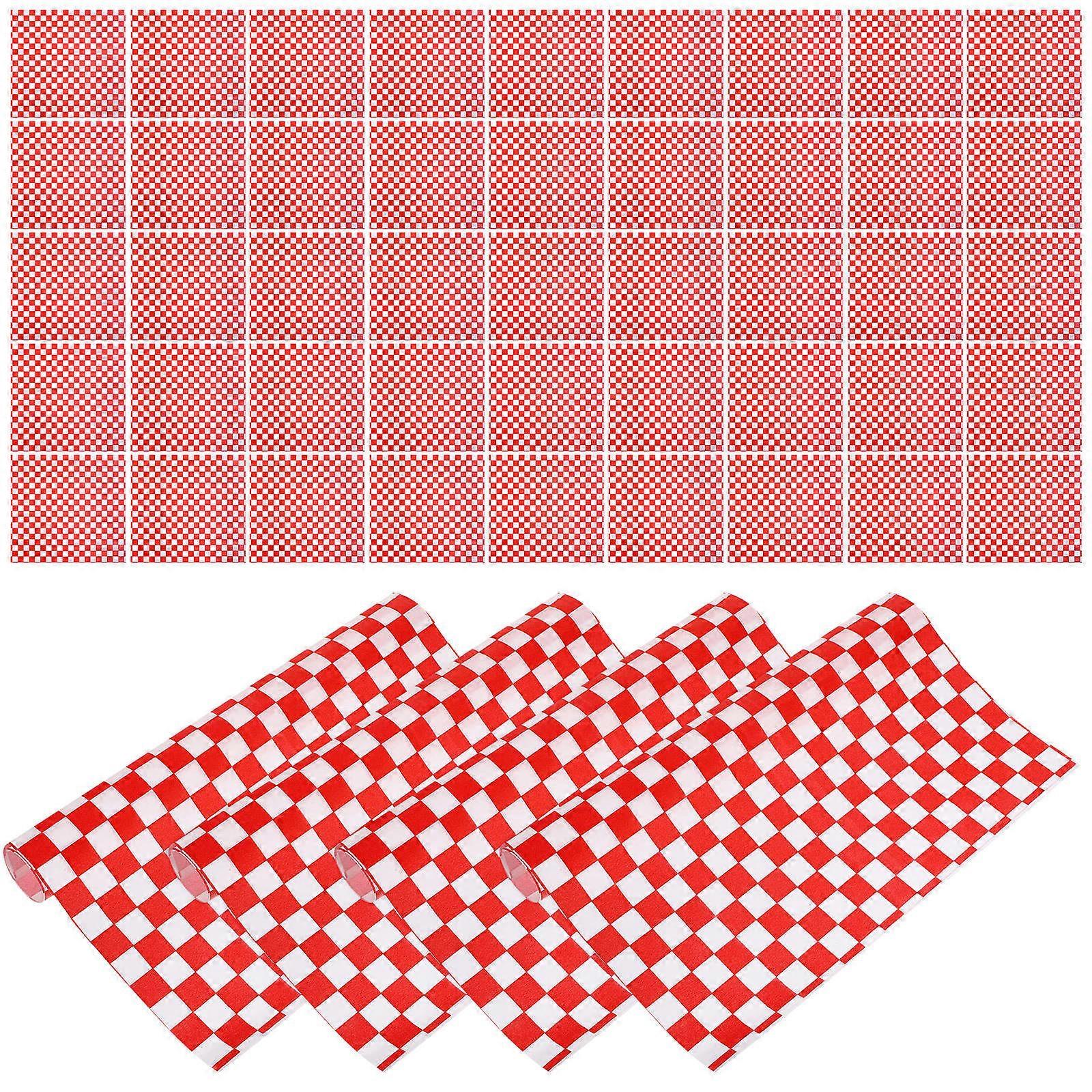 Burger Wrappers Paper Food Wrapping Grease Resistant Waterproof Red and White Checkered 28X26CM 300Set