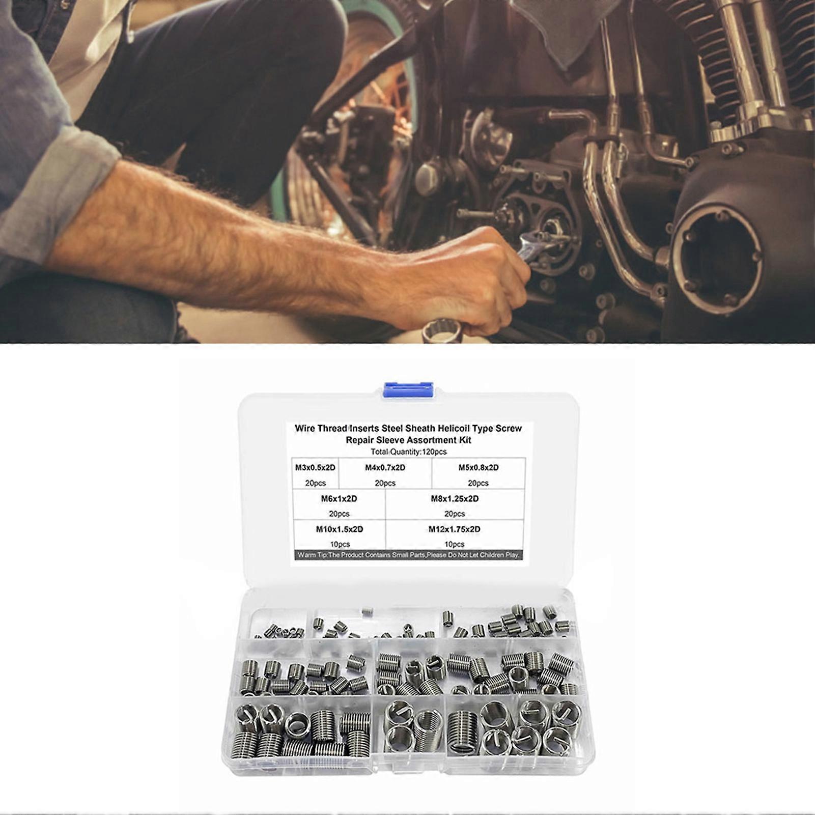 120 Pcs Insert Nut M3 M4 M5 M6 M8 M10 M12 Stainless Steel Shock Impact Resistant Threaded Insert Set