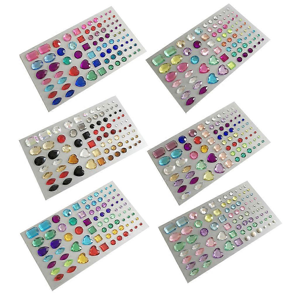 Clear Rhinestone Stickers Acrylic Rhinestone Beads Set Self-Adhesive Rhinestone Stickers for Craft Projects Multi-Shape 6Set