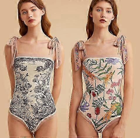 ملابس السباحة الزهرية من قطعة واحدة ، عنق الكتف القابل للانعكاس ، بدلات السباحة للتحكم في البطن ، ملابس السباحة برقبة مربعة