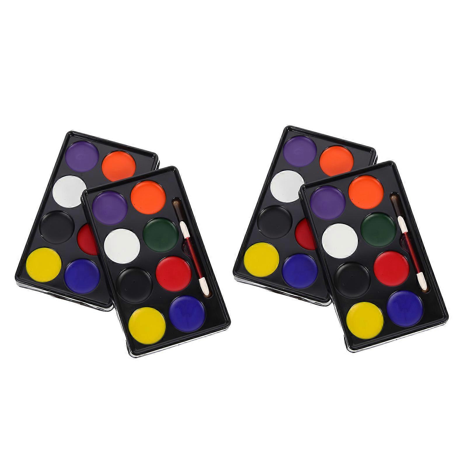 Face Paint Set for DIY Use Easy to Apply and Clean with Water Multi Colors Plastic 4Pcs