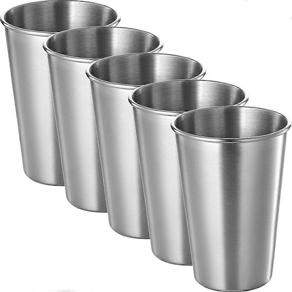 5pcs Stainless Steel Drinking Cups for Cold Beverages – Stackable, Multi Purpose Mugs for Home, Bar and Party Use – Easy to Clean