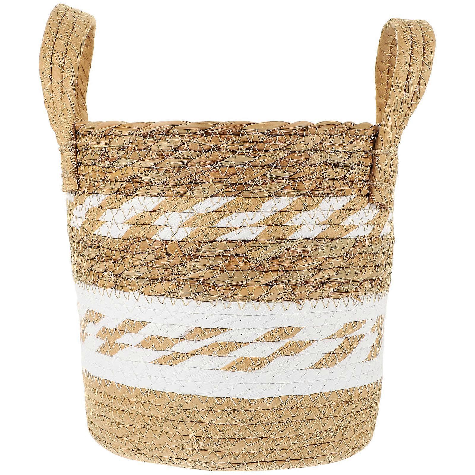 Woven Planter Basket Storage Container For Gardeners Use Khaki Hand Woven Design 1Pack