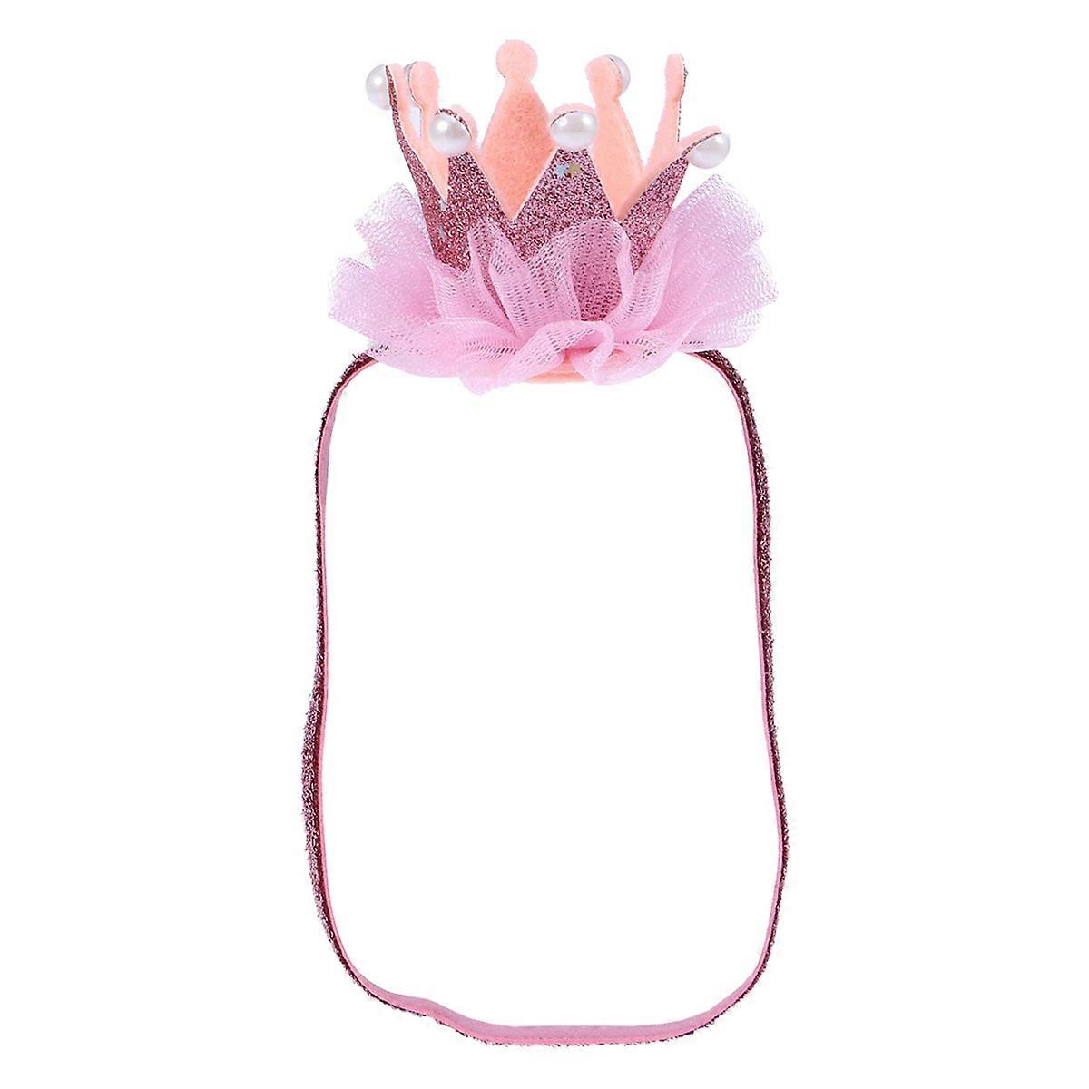 Pink Elastic Fabric Baby Girl Headband with Super Large Stretch for Photo Props and Everyday Use