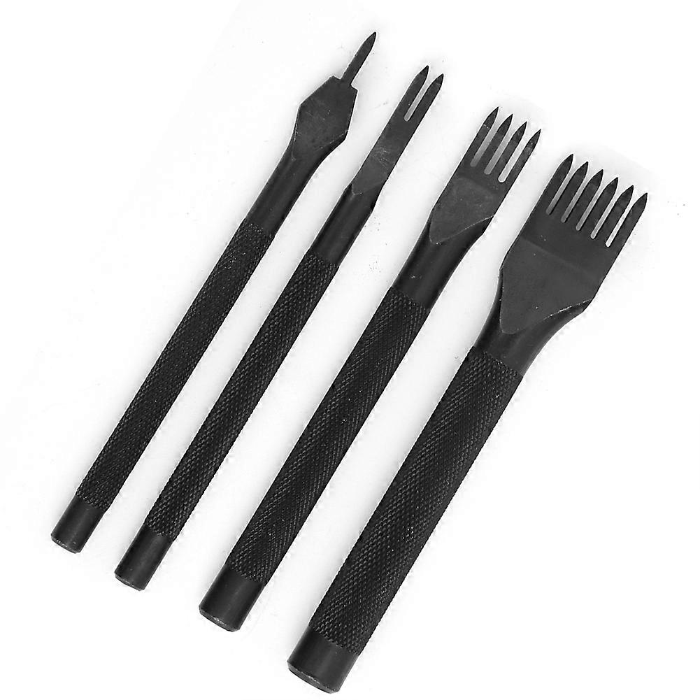 4 Pcs Prong Chisel Kit Leather Craft DIY Tool Black Electroplating Leather Craft Chisel3mm