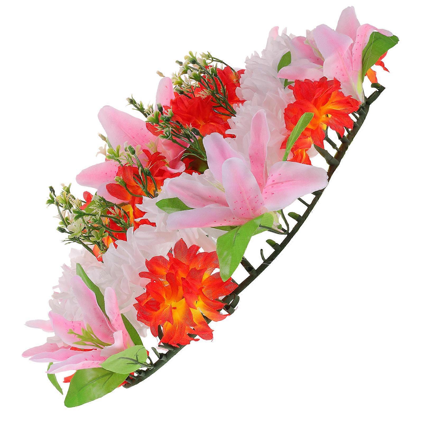 Mourning Artificial Wreath Sacrifice Wreath For Funeral Decorative 33X8CM Red Simple Appearance Funeral 1Pcs