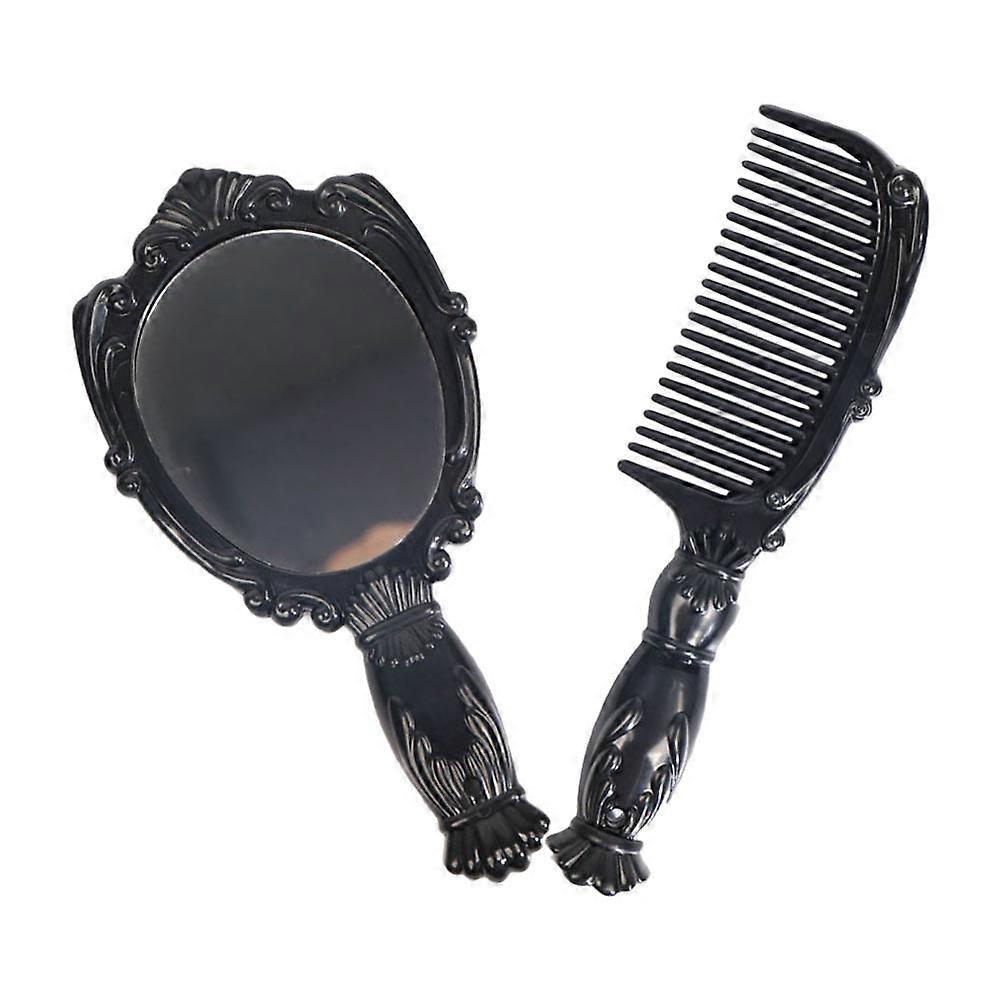 Durable Mini Comb and Mirror Set for Travel School Gym with Smooth Handle Design Handheld Portable