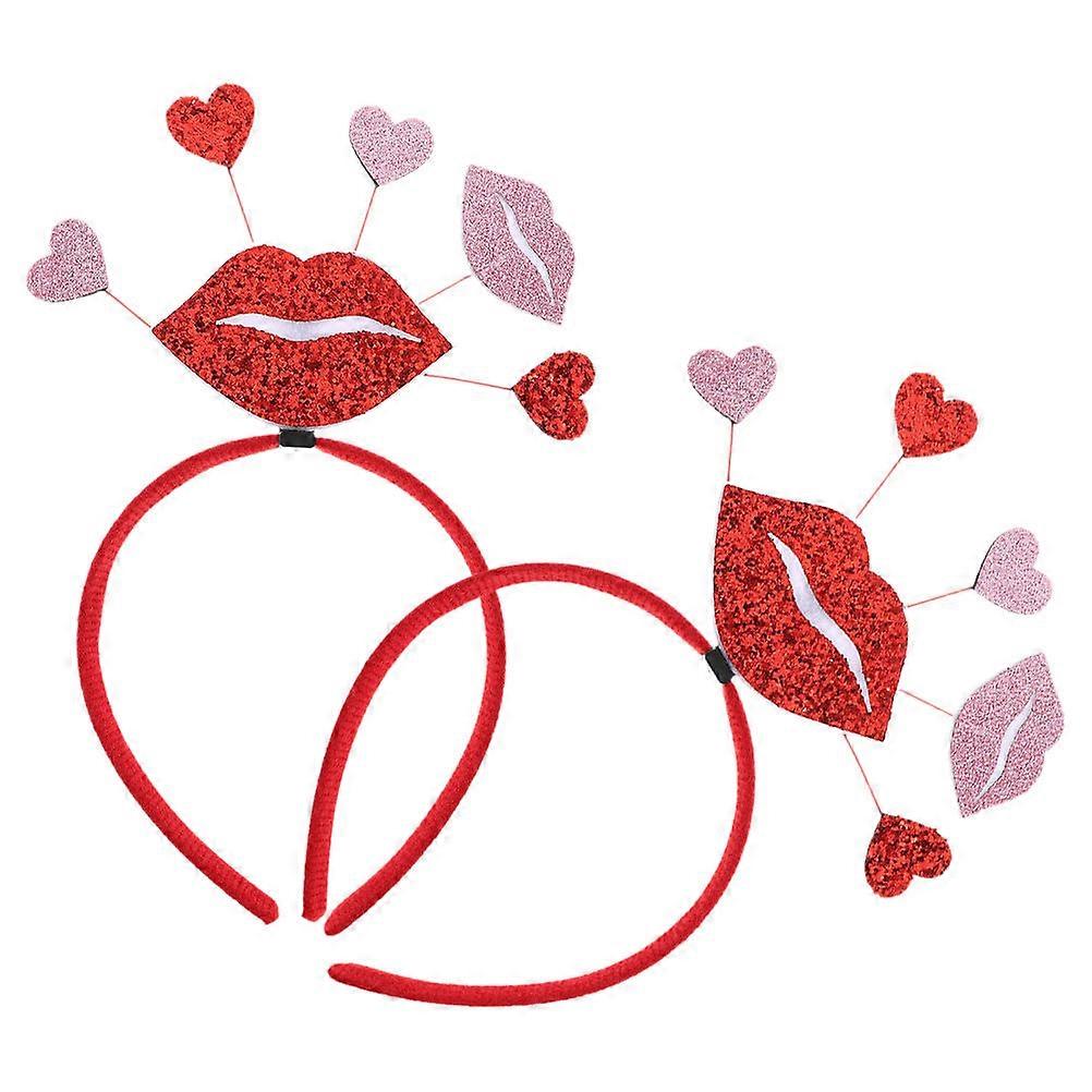Romantic Heart Shaped Headbands for Valentine's Day Parties and Photos Red Color Fashionable and Comfortable to Wear
