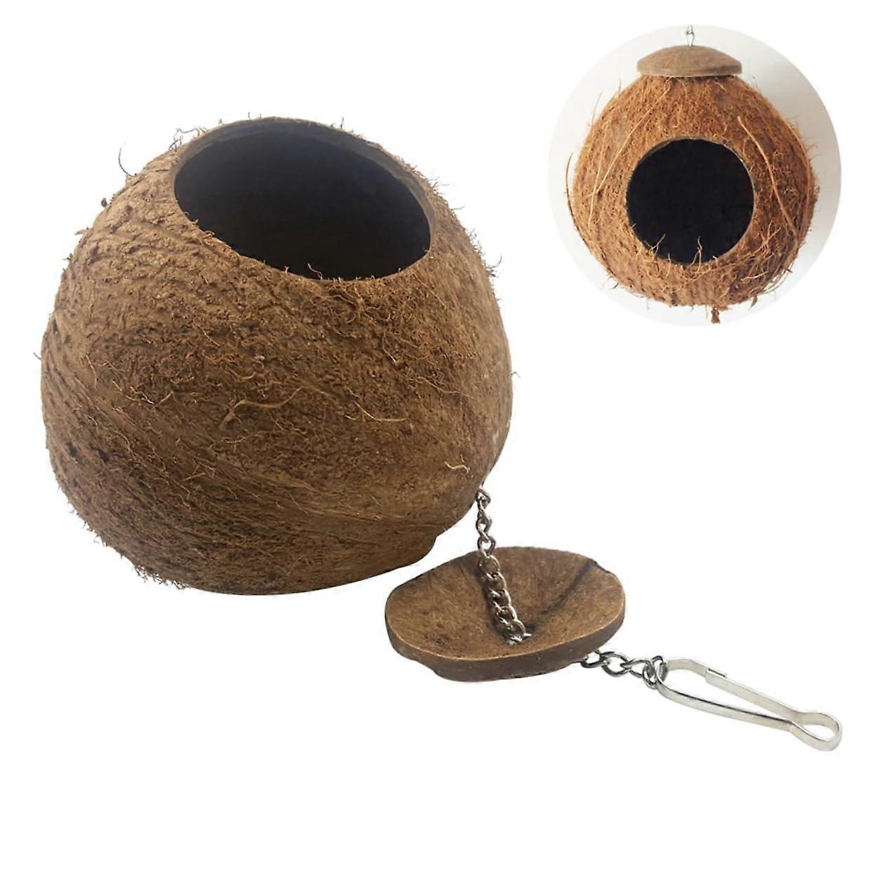 1 piece Natural Coconut Bird Nest for Small Pets, Unprocessed Nesting Material for Budgies and Other Birds, Safe and Cozy
