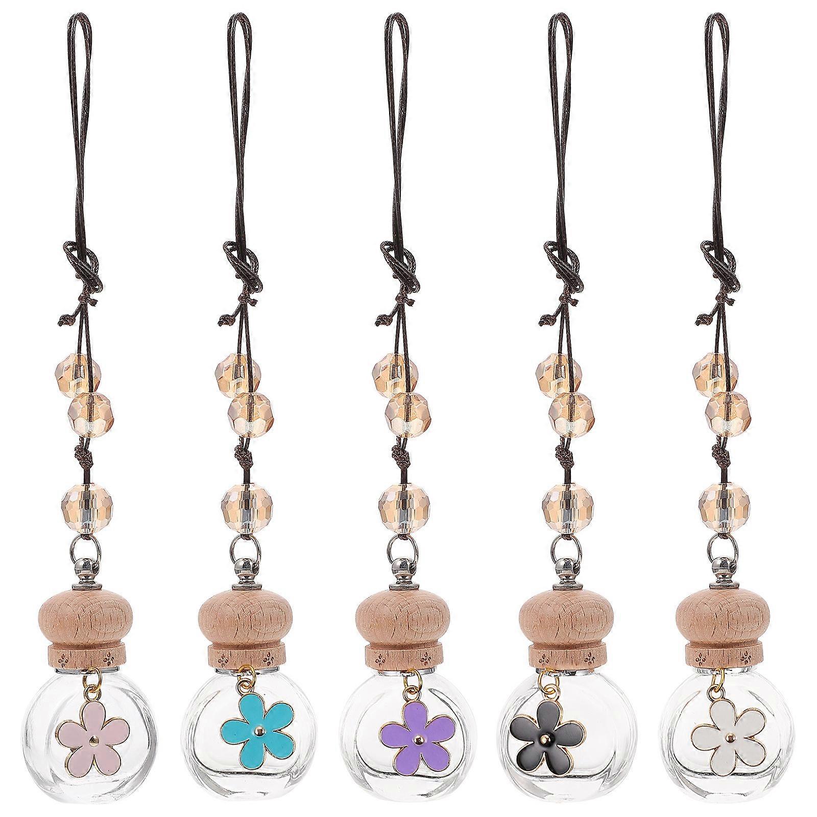 5pcs Aromatherapy Car Perfume Bottles   Colorful Daisy Hanging Diffusers for Essential Oils   Elegant Decorative Pendants for Romantic Atmosphere on