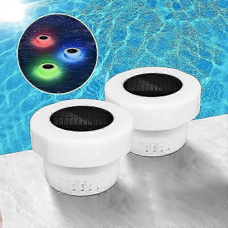 Type A 2Pcs Pool Chlorine Floater with Solar Light Floating Chlorine Dispenser Fits for 1-inch