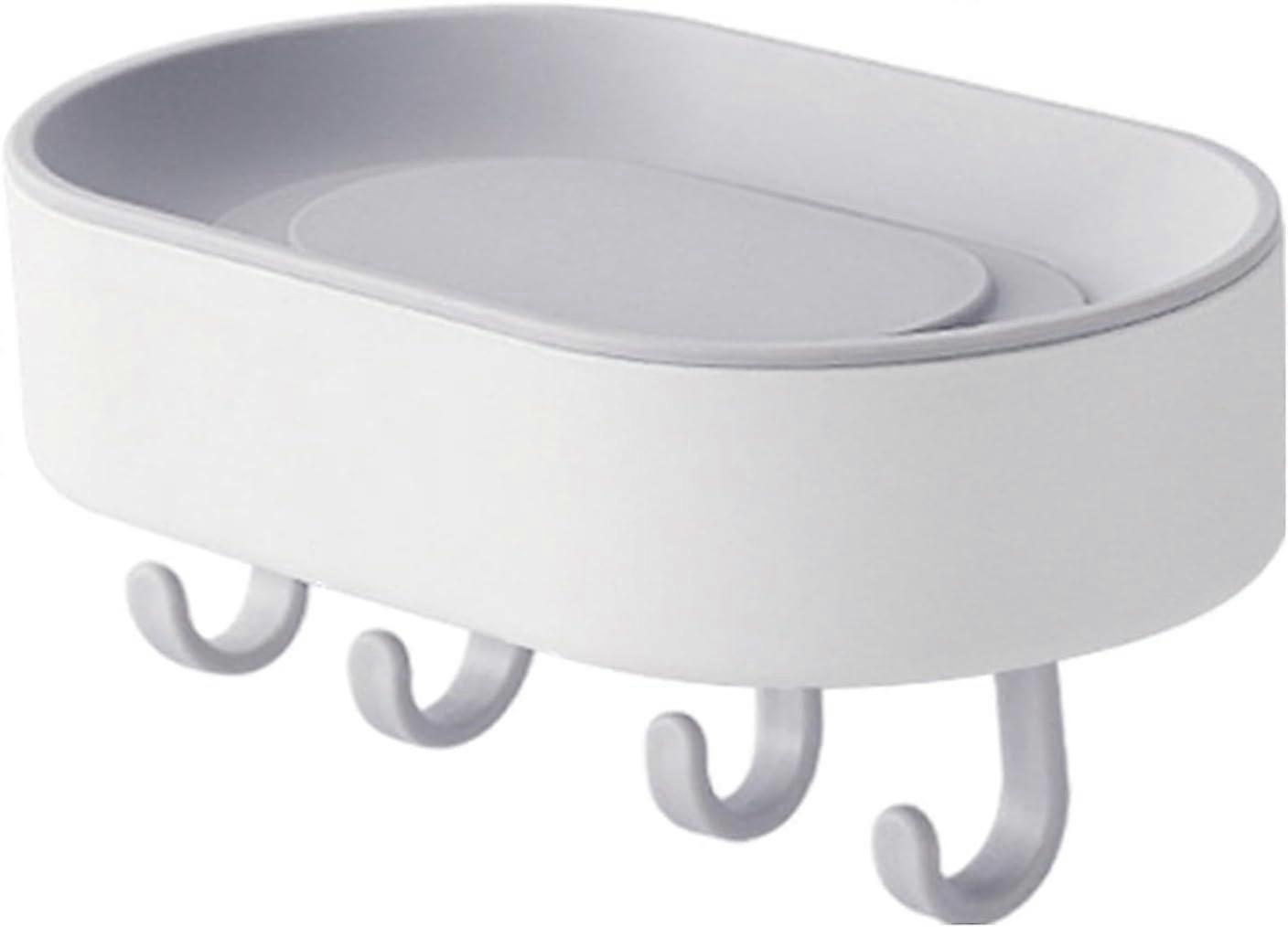 Soap Holder Soap Dish Bar with Hooks, Wall Mounted Soap Holder