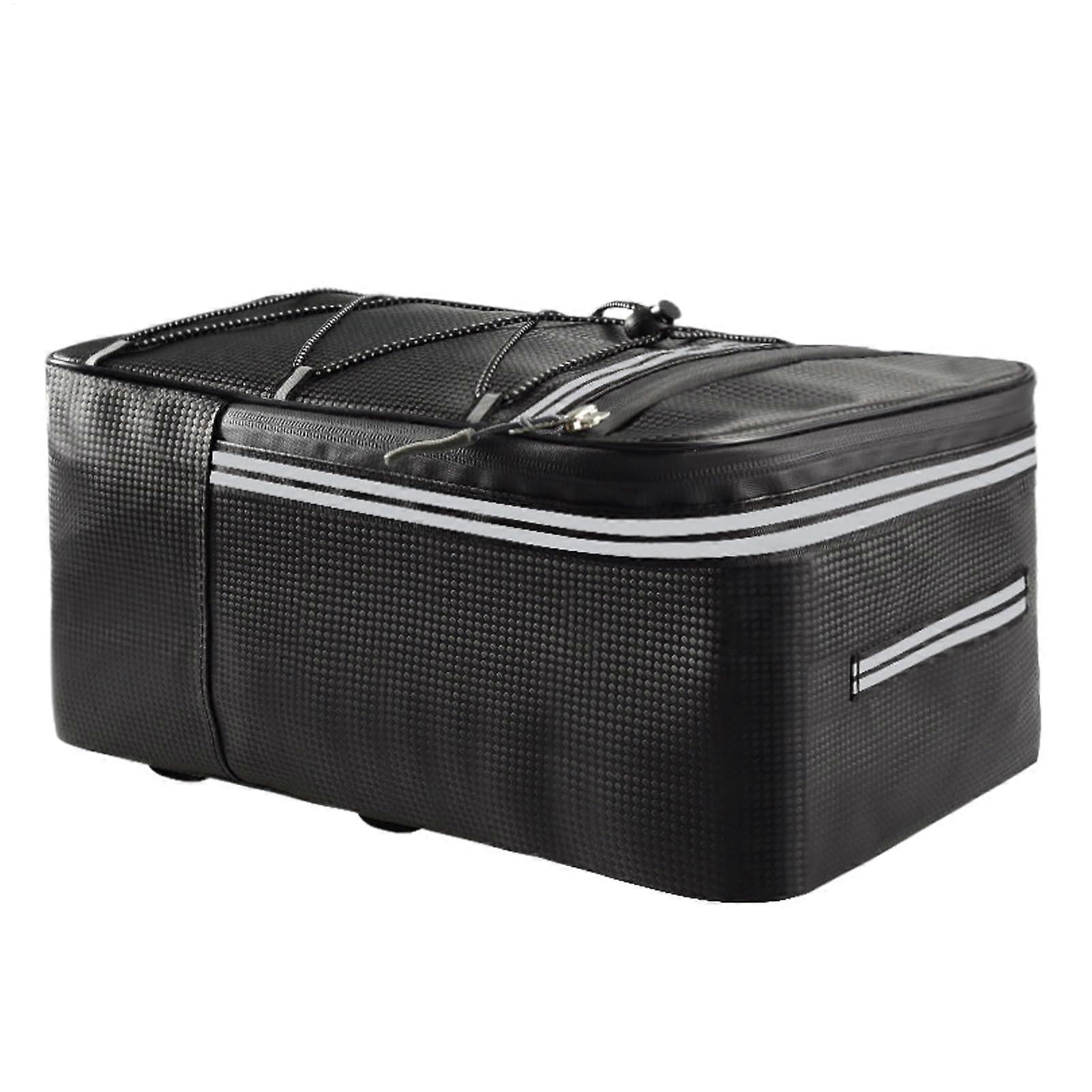 Rear saddlebag for rear rack, waterproof reflective ebike trunk carrier black 15L