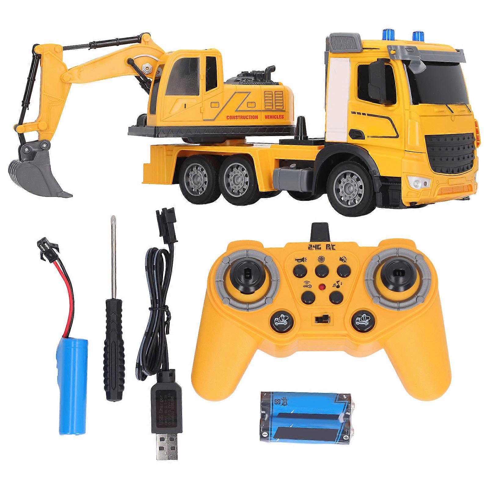RC Excavator Toy Realistic Shape Alloy Remote Control Electric Engineering Vehicle Toy for Outdoor Play Activity