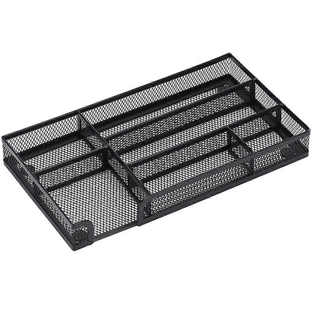 Metal Mesh Drawer Organizer Tray for Storage with AntiSlip Pads Black 6grid