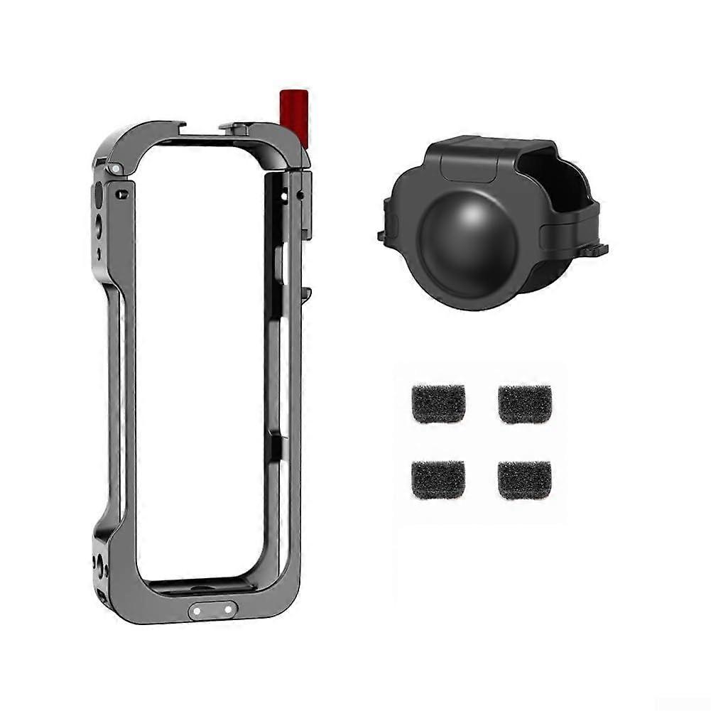 Aluminum Action Camera Cage for Insta360 X5 with Cold Shoe Integration