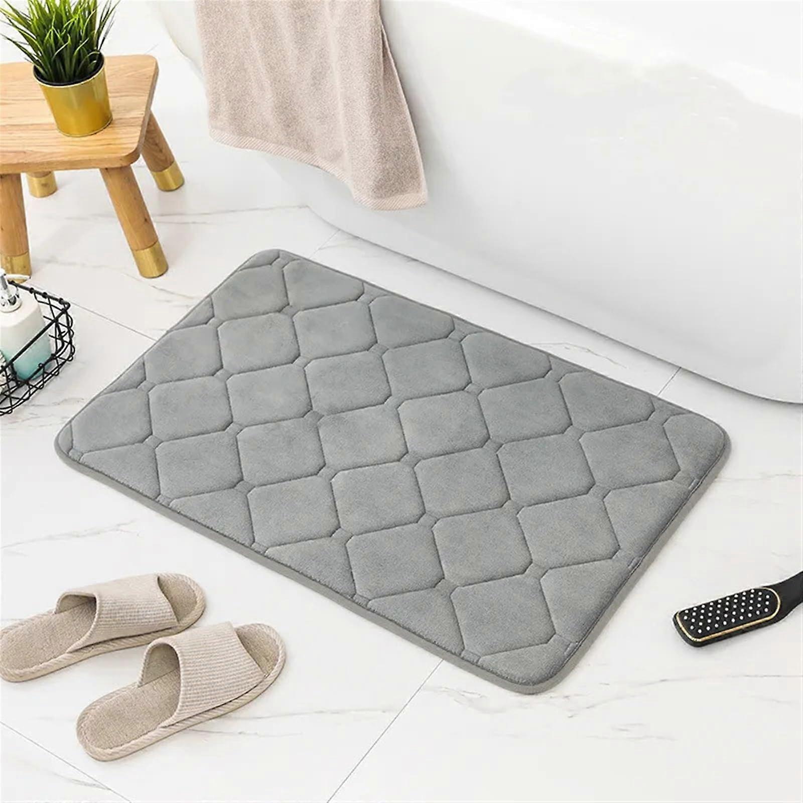 Memory Foam Bath Mat, Grey, 45x75cm, Soft and Water Absorbent, Machine Washable Bathroom Rug, Floor Mat