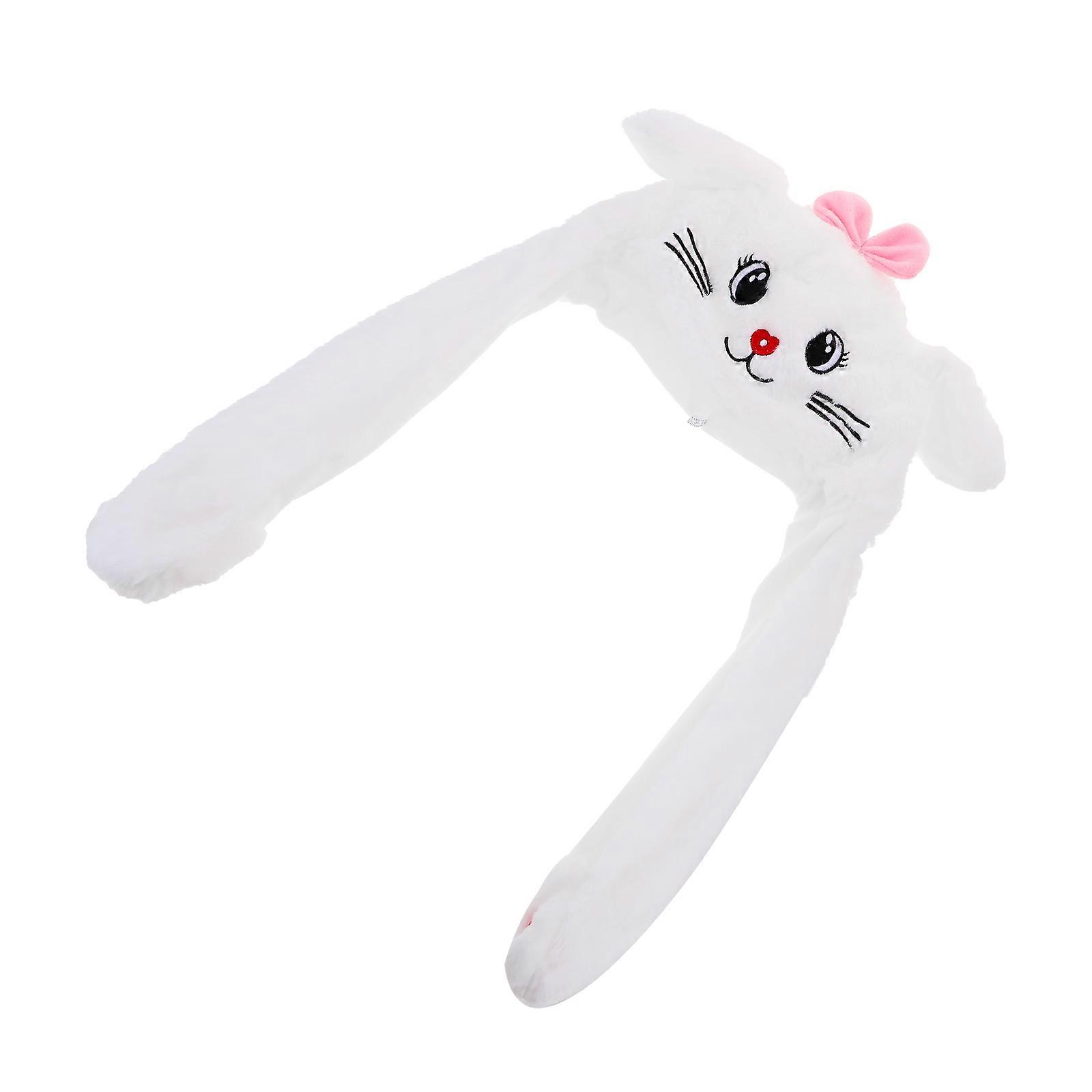 Fun Plush Rabbit Hat With Moving Ears Perfect For Christmas Celebrations Featuring Fluffy Design And White Color 1Pack